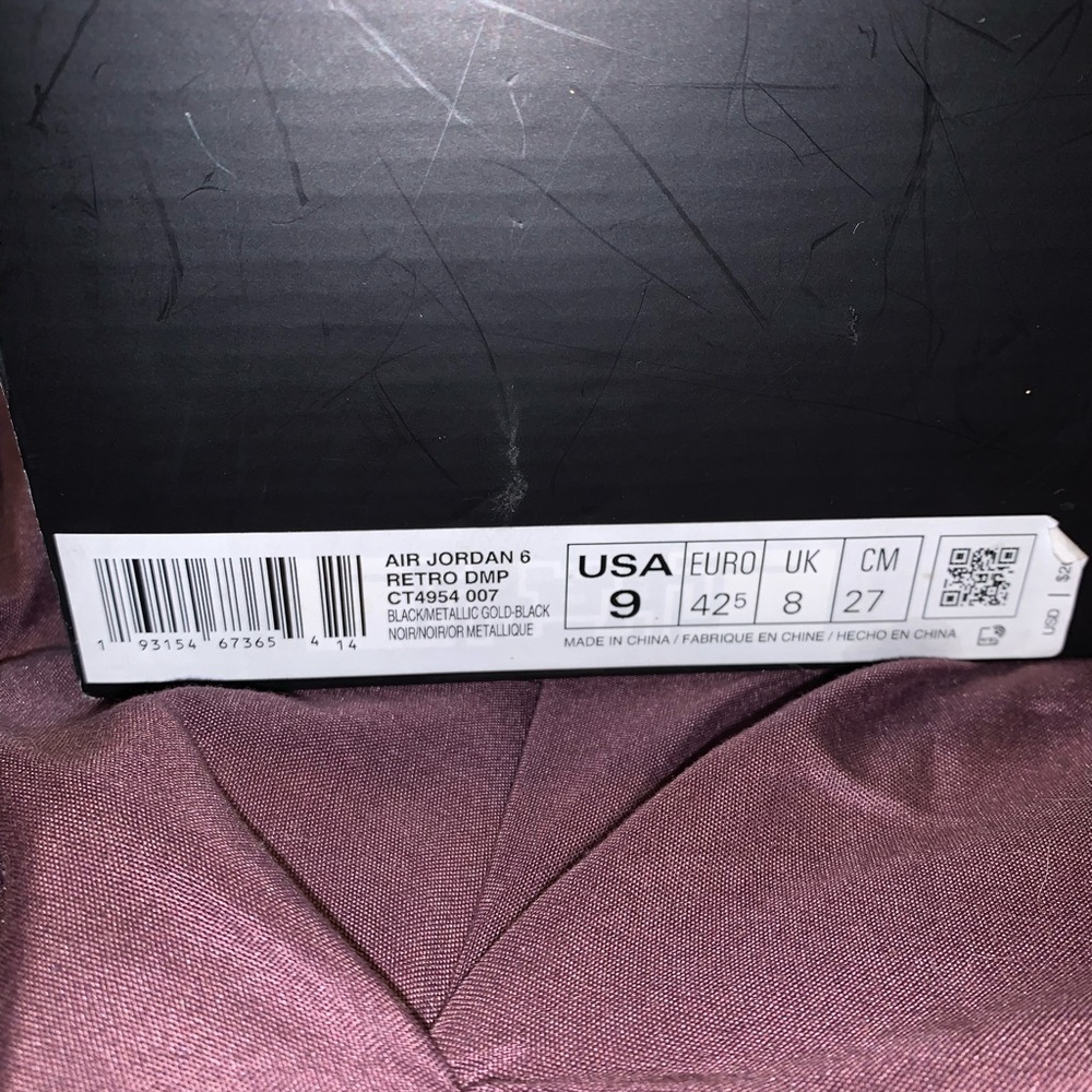 Air Jordan 6 Retro DMP Black and Gold NEW WITH TAG